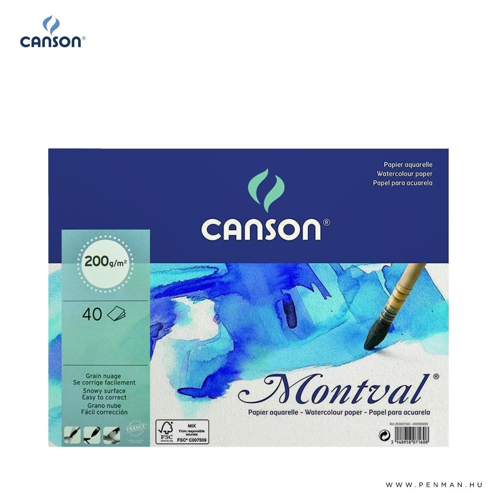 Canson Montval akvarelltomb 4r 200g 40 lap cp 32x41cm