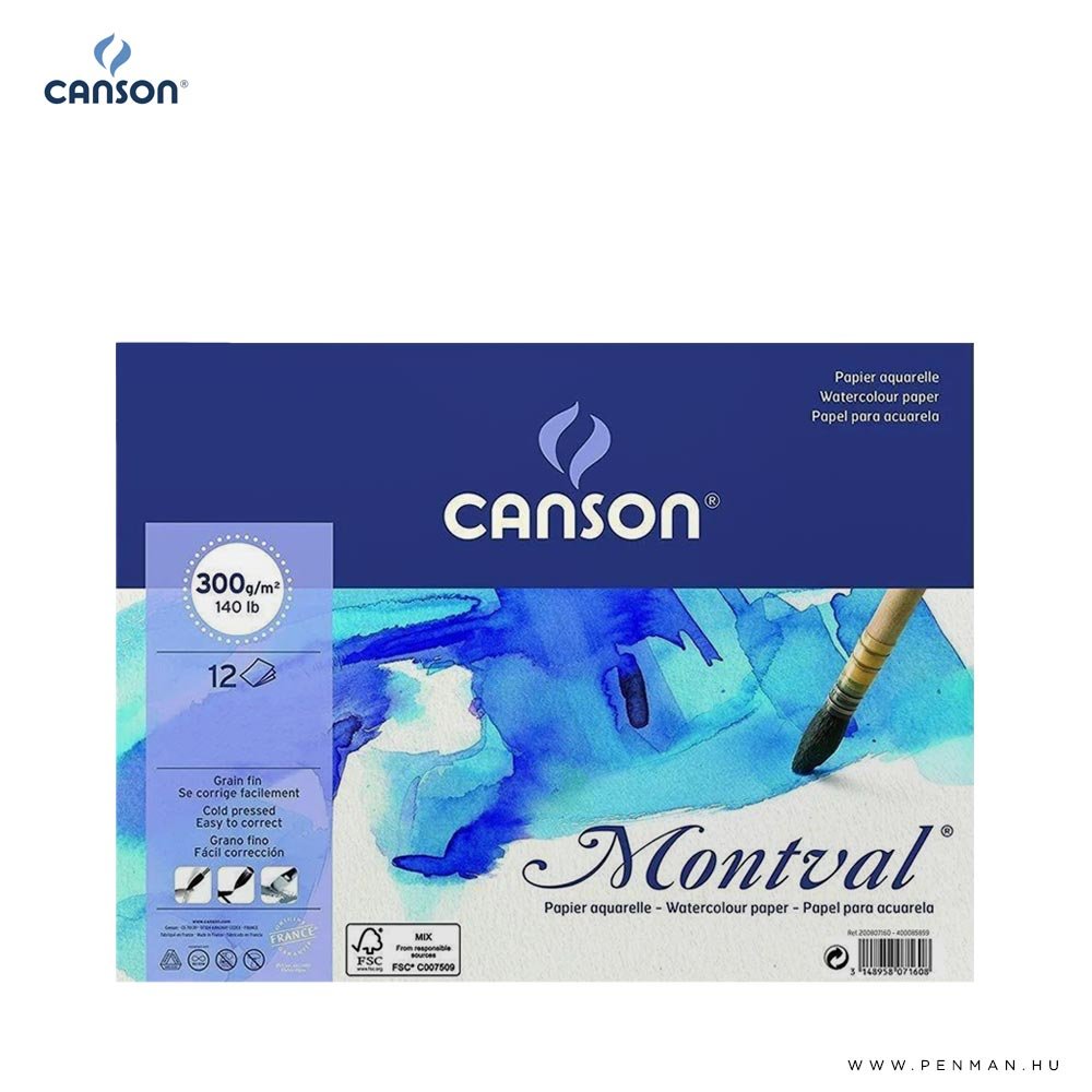Canson Montval akvarelltomb 4r 300g 12 lap cp 30x40cm