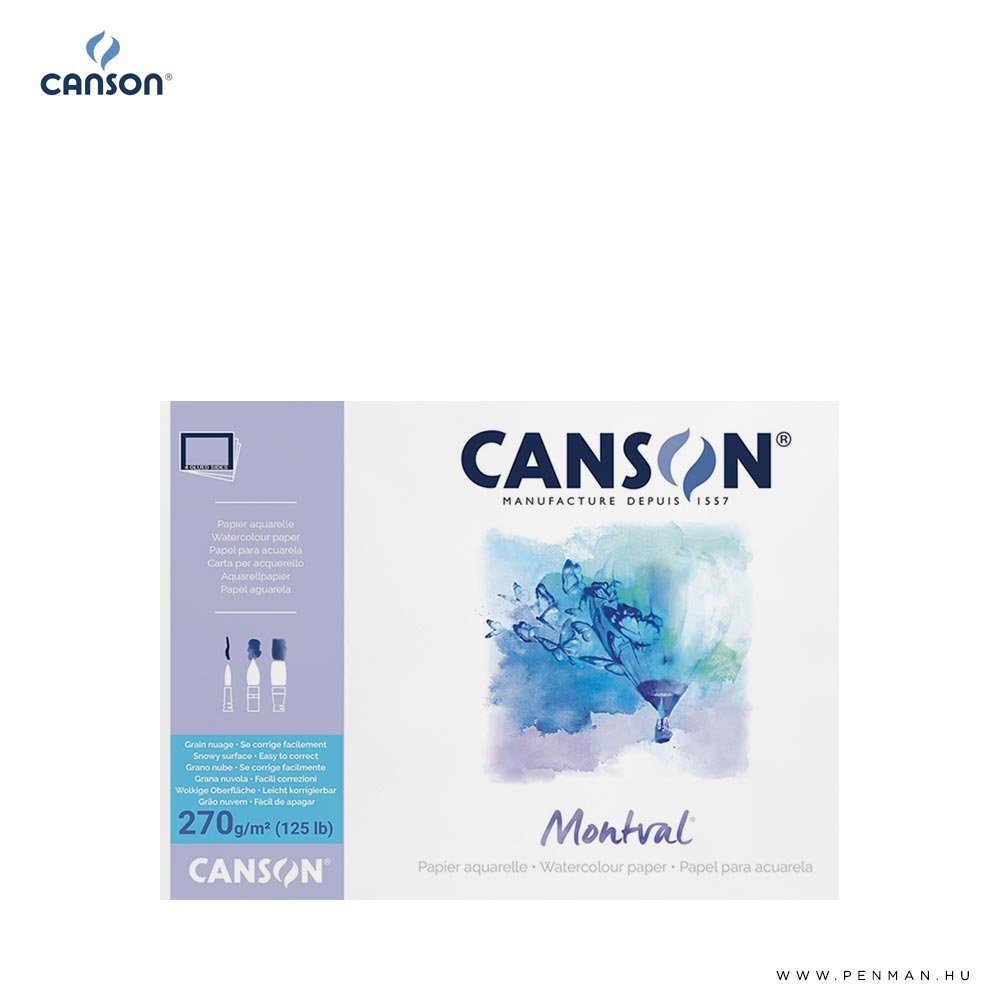 Canson Montval akvarelltomb rr 270g 12 lap torchon 18x25cm