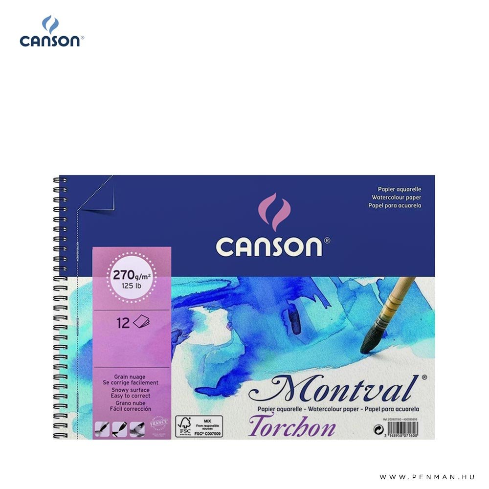 Canson Montval akvarelltomb rs 270g 12 lap cp 24x32cm
