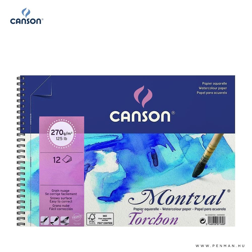 Canson Montval akvarelltomb rs 270g 12 lap torchon 32x41cm