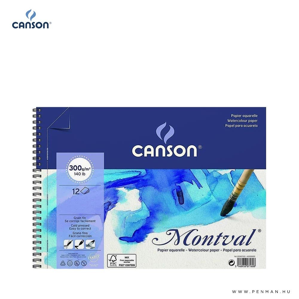 Canson Montval akvarelltomb rs 300g 12 lap cp 24x32cm