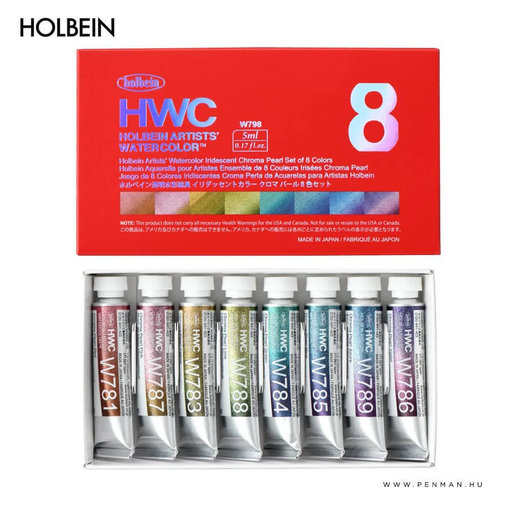 Holbein akvarellfestek chromapearl 8db 5ml keszlet 001