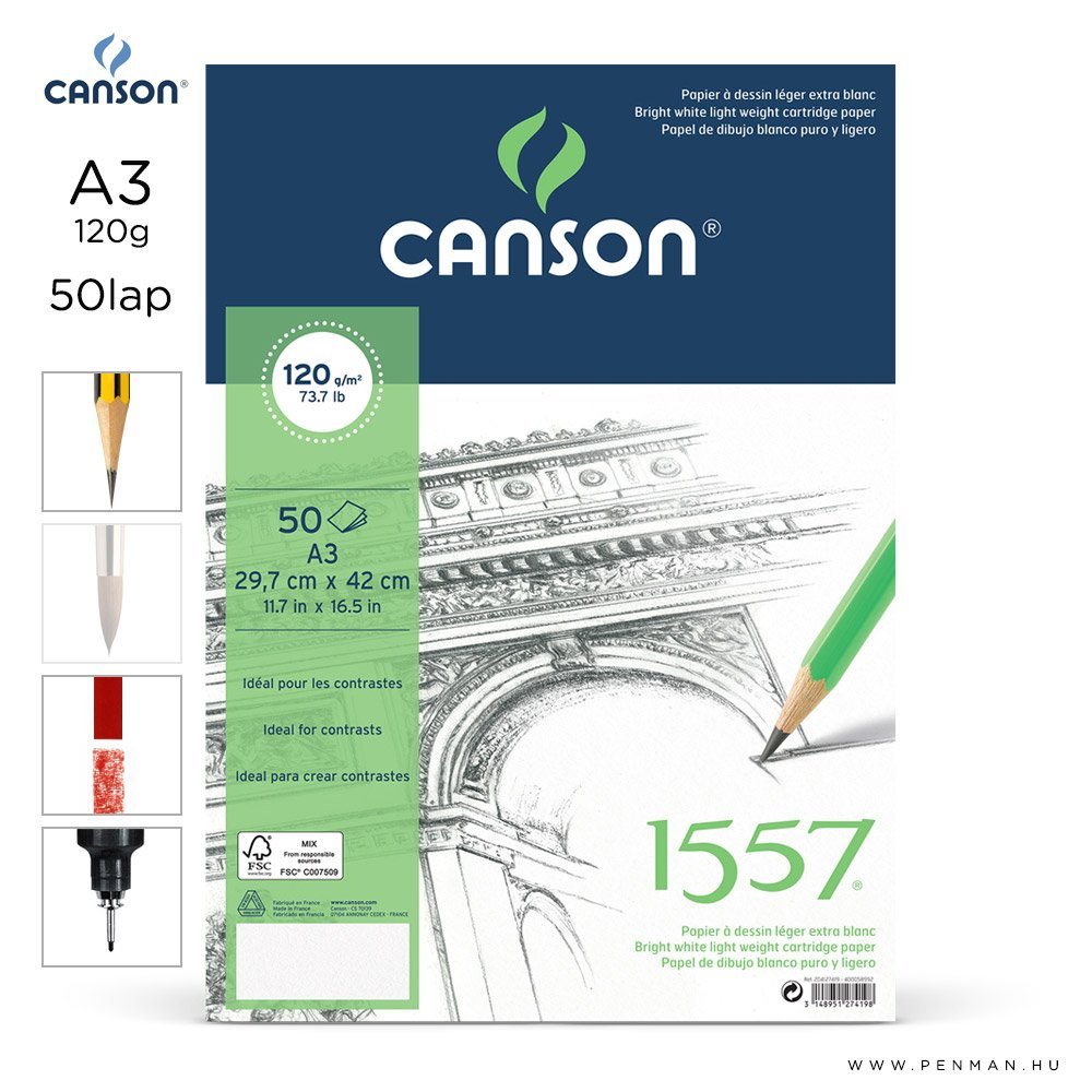 canson 1557 papir a3 50lap 120g rr finom