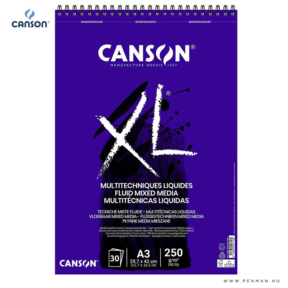 canson xl fluid mixed media 250g 30lap a3