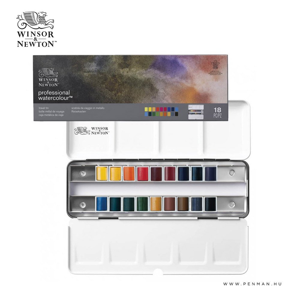 winsor newton professional watercolor hakf pan 18 set 001